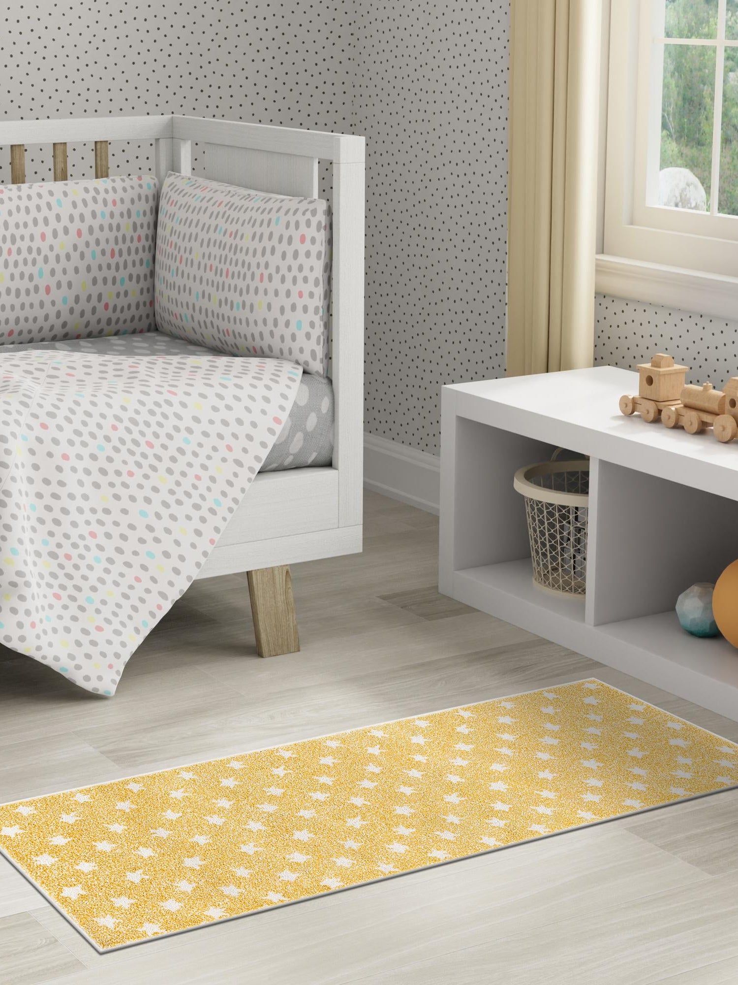 Soft Yellow 2' 2 x 6' 1 Whimsy Kids Runner Area Rug for Baby Nursery, Toddler Playroom, Bedrooms