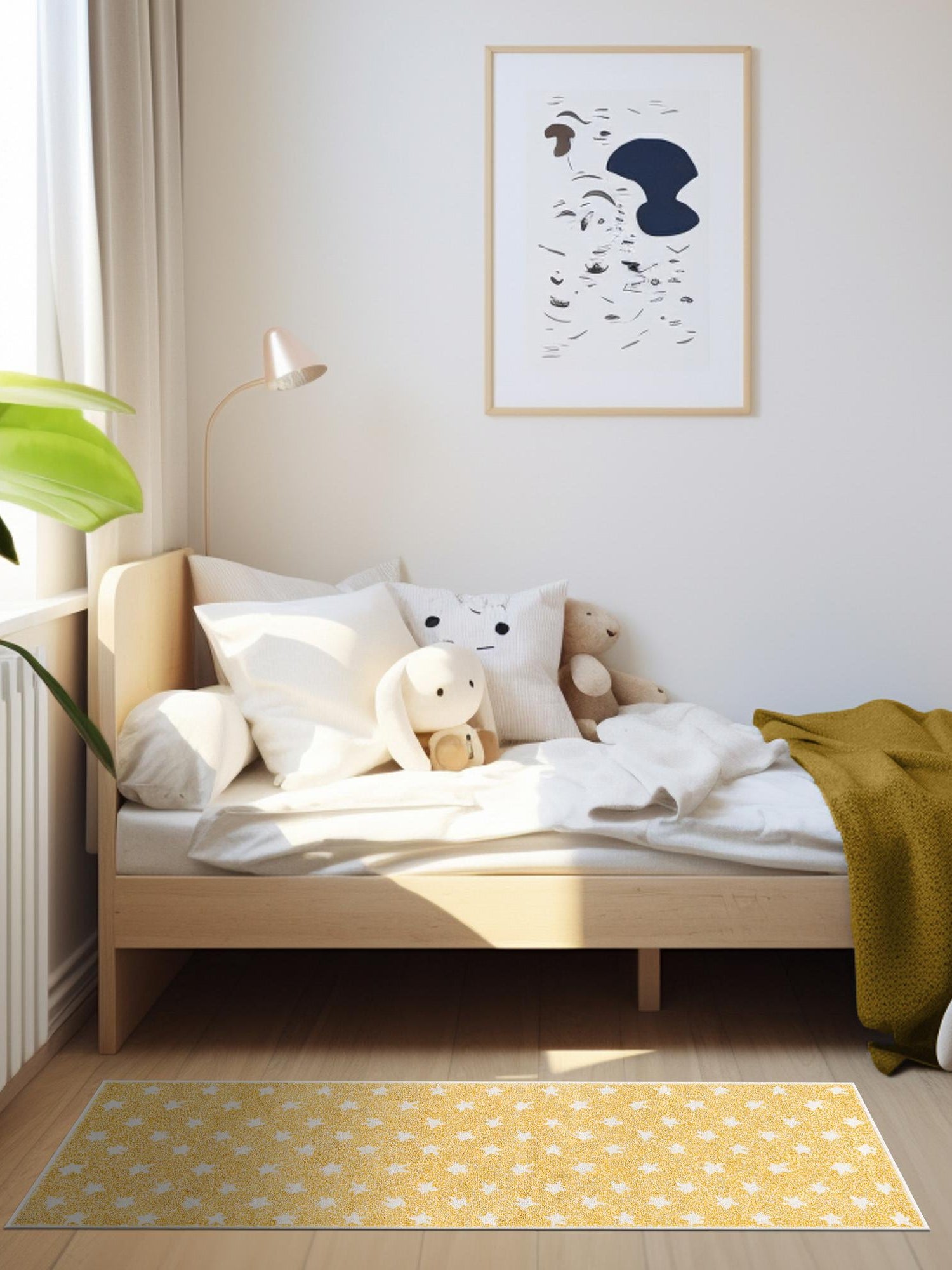 Soft Yellow 2' 2 x 6' 1 Whimsy Kids Runner Area Rug for Baby Nursery, Toddler Playroom, Bedrooms