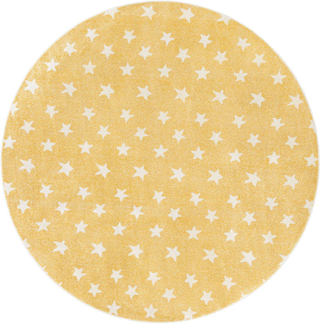 Soft Yellow 8' x 8' Whimsy Kids Round Rug