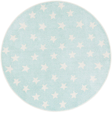 Clear Blue 5' 1 x 5' 1 Whimsy Kids Round Area Rug for Baby Nursery, Toddler Playroom, Bedrooms