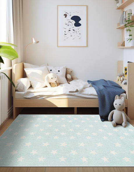 Clear Blue 2' 2 x 3' 1 Whimsy Kids Rectangle Area Rug for Baby Nursery, Toddler Playroom,  Bedrooms Playful Fun Design Easy Clean Carpet for Sale at Rug Engine