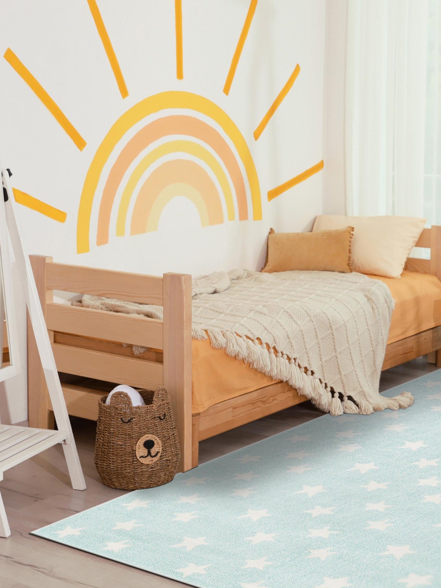 Clear Blue 5' 3 x 8' Whimsy Kids Rectangle Area Rug for Baby Nursery, Toddler Playroom, Bedrooms