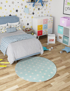 Clear Blue 2' 2 x 2' 2 Whimsy Kids Round Rug