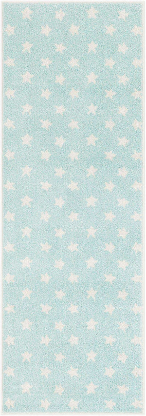 Clear Blue 2' 2 x 6' 1 Whimsy Kids Runner Rug