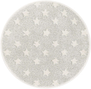 Cloud Gray 2' 2 x 2' 2 Whimsy Kids Round Area Rug for Baby Nursery, Toddler Playroom, Bedrooms