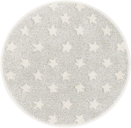 Cloud Gray 2' 2 x 2' 2 Whimsy Kids Round Area Rug for Baby Nursery, Toddler Playroom, Bedrooms