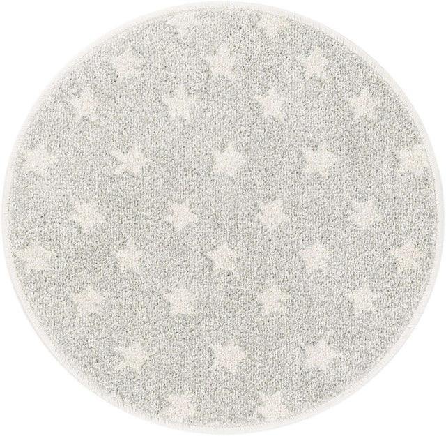 Cloud Gray 2' 2 x 2' 2 Whimsy Kids Round Area Rug for Baby Nursery, Toddler Playroom, Bedrooms