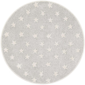 Cloud Gray 3' 3 x 3' 3 Whimsy Kids Round Area Rug for Baby Nursery, Toddler Playroom, Bedrooms
