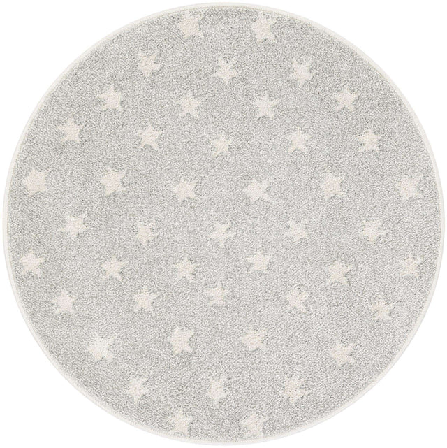 Cloud Gray 3' 3 x 3' 3 Whimsy Kids Round Area Rug for Baby Nursery, Toddler Playroom, Bedrooms
