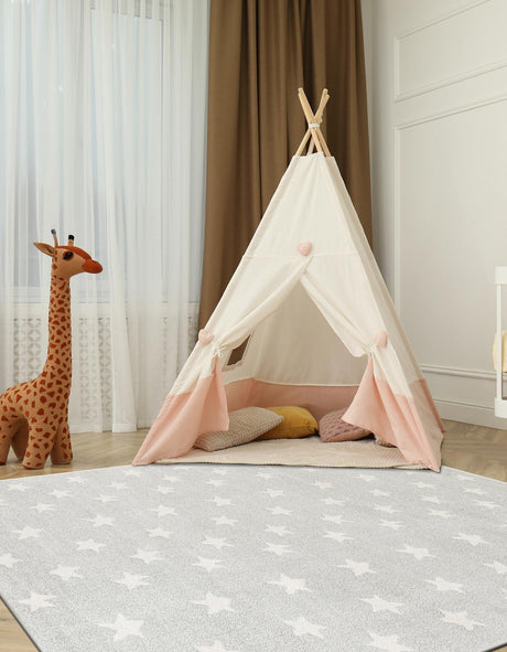 Cloud Gray 7' 10 x 10' Whimsy Kids Rectangle Area Rug for Baby Nursery, Toddler Playroom, Bedrooms