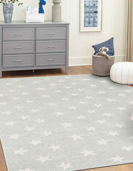 Cloud Gray 7' 10 x 10' Whimsy Kids Rectangle Area Rug for Baby Nursery, Toddler Playroom, Bedrooms
