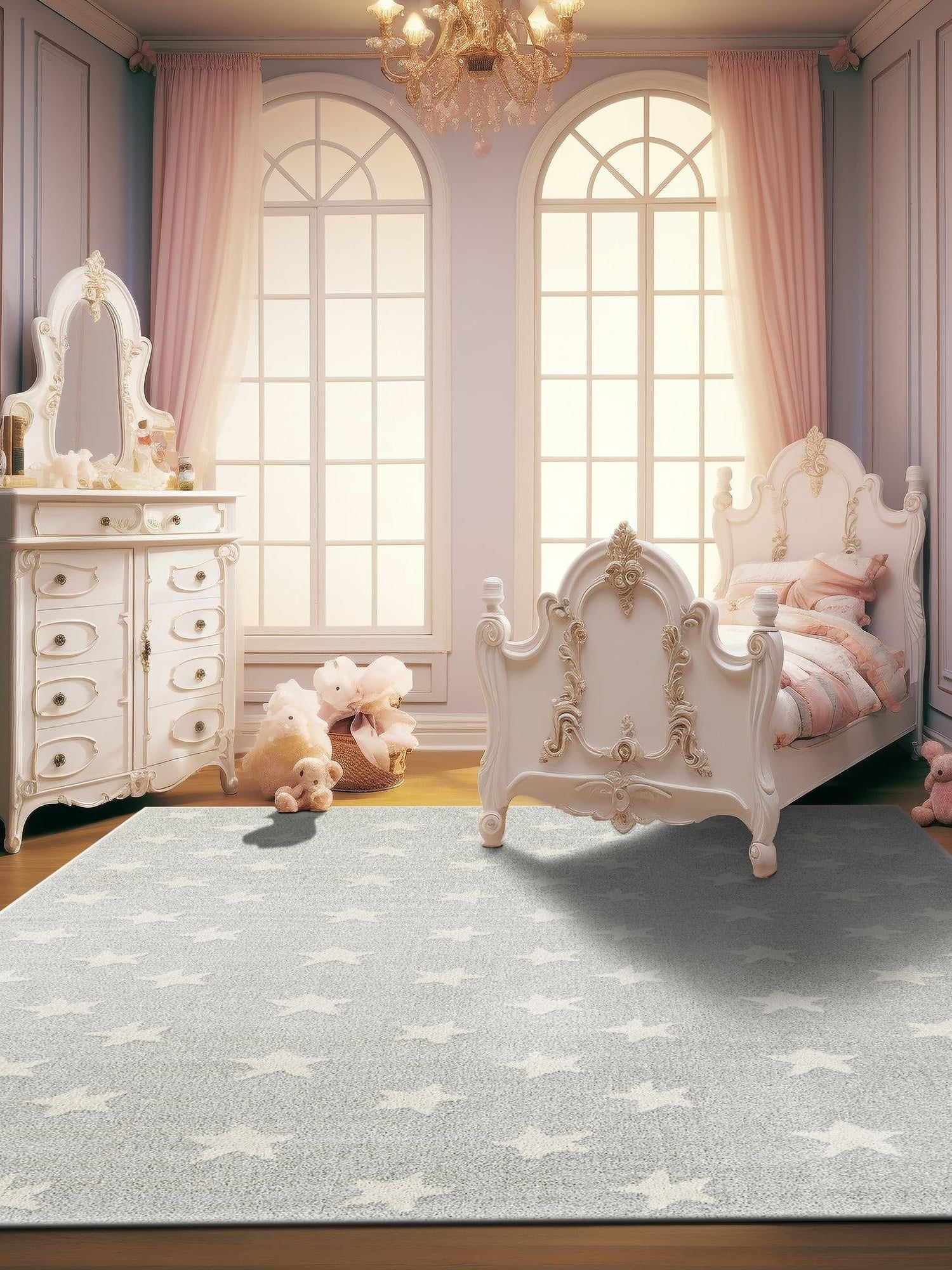 Cloud Gray 7' 10 x 10' Whimsy Kids Rectangle Area Rug for Baby Nursery, Toddler Playroom,  Bedrooms Playful Fun Design Easy Clean Carpet for Sale at Rug Engine