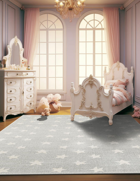 Cloud Gray 7' 10 x 10' Whimsy Kids Rectangle Area Rug for Baby Nursery, Toddler Playroom, Bedrooms