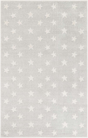 Cloud Gray 5' 3 x 8' Whimsy Kids Rectangle Area Rug for Baby Nursery, Toddler Playroom, Bedrooms