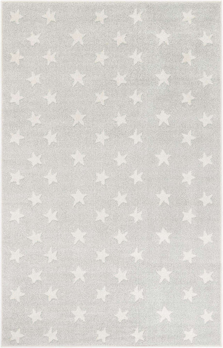 Cloud Gray 5' 3 x 8' Whimsy Kids Rectangle Area Rug for Baby Nursery, Toddler Playroom, Bedrooms