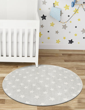 Cloud Gray 5' 1 x 5' 1 Whimsy Kids Round Rug