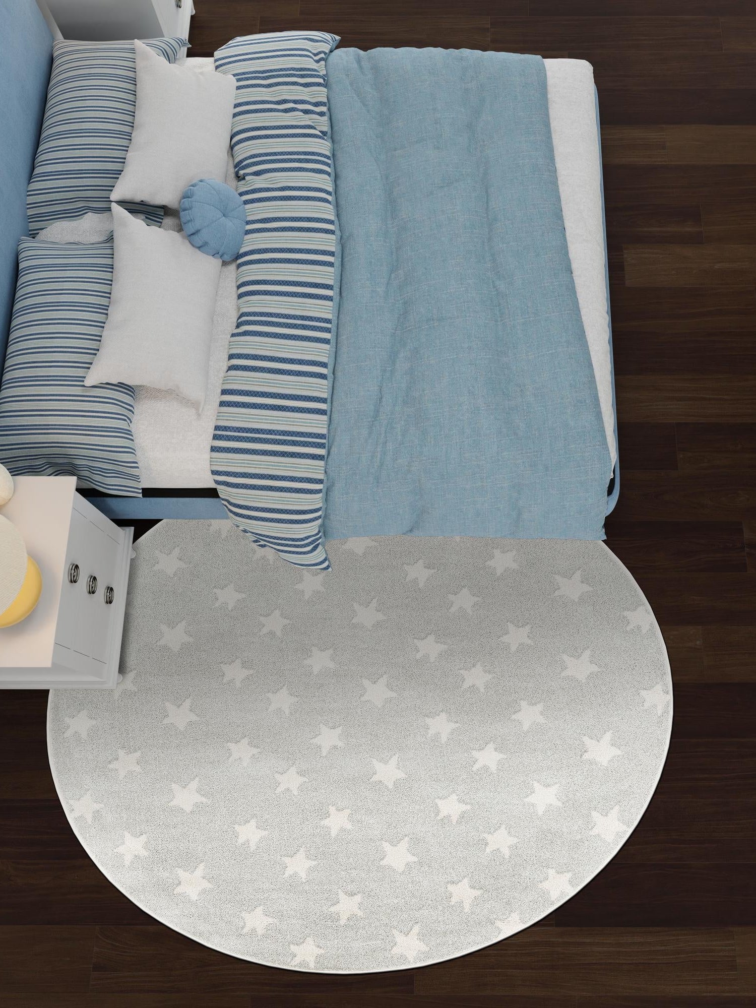 Cloud Gray 2' 2 x 2' 2 Whimsy Kids Round Area Rug for Baby Nursery, Toddler Playroom,  Bedrooms Playful Fun Design Easy Clean Carpet for Sale at Rug Engine