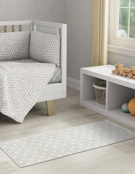 Cloud Gray 2' 2 x 6' 1 Whimsy Kids Runner Area Rug for Baby Nursery, Toddler Playroom,  Bedrooms Playful Fun Design Easy Clean Carpet for Sale at Rug Engine