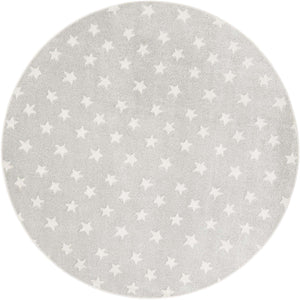 Cloud Gray 8' x 8' Whimsy Kids Round Rug