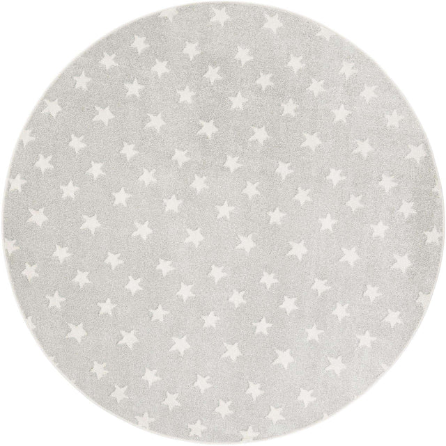 Cloud Gray 8' x 8' Whimsy Kids Round Rug