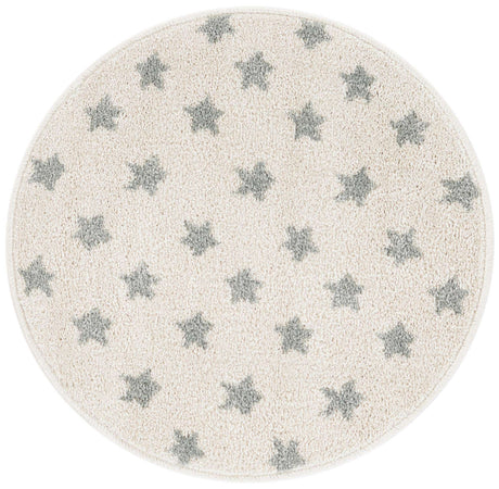 Daisy White 2' 2 x 2' 2 Whimsy Kids Round Area Rug for Baby Nursery, Toddler Playroom, Bedrooms