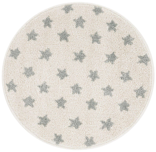 Daisy White 2' 2 x 2' 2 Whimsy Kids Round Area Rug for Baby Nursery, Toddler Playroom, Bedrooms