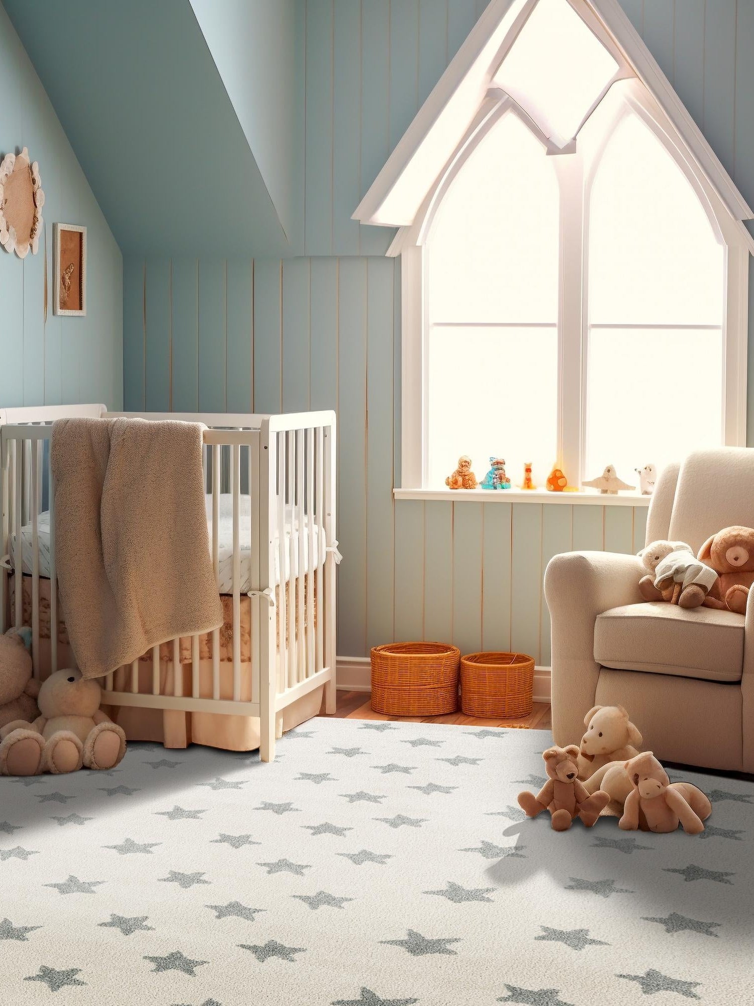 Daisy White 5' 3 x 8' Whimsy Kids Rectangle Area Rug for Baby Nursery, Toddler Playroom, Bedrooms