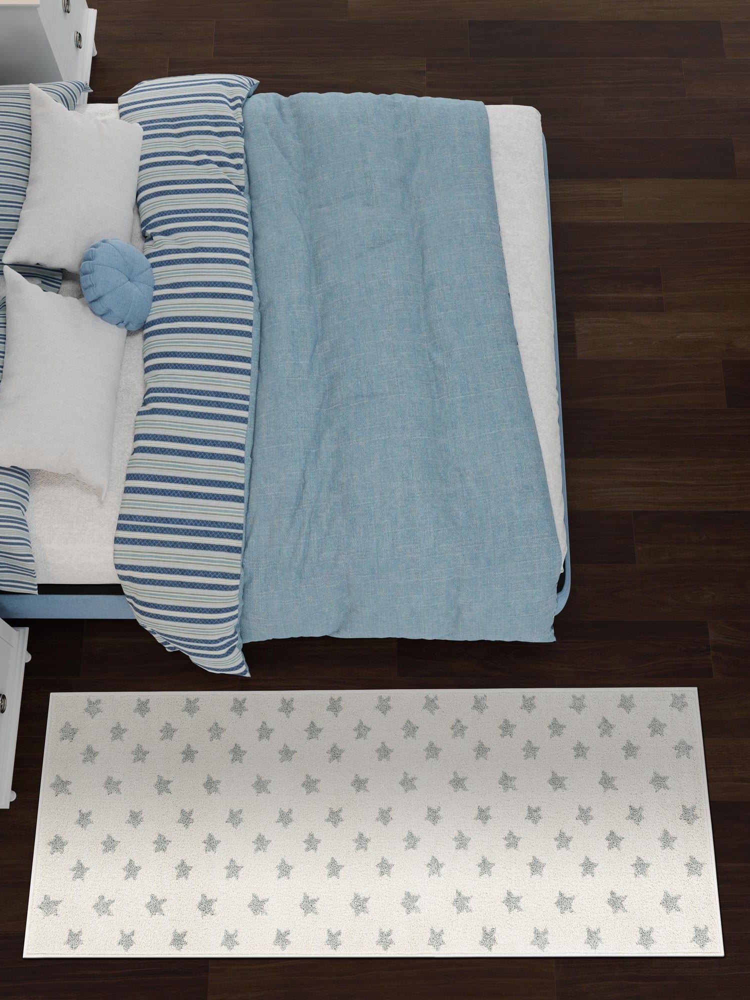 Daisy White 2' 2 x 6' 1 Whimsy Kids Runner Area Rug for Baby Nursery, Toddler Playroom, Bedrooms