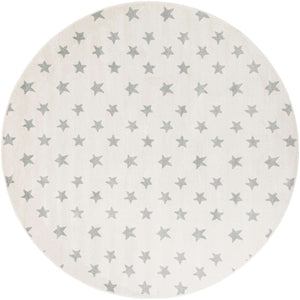 Daisy White 7' 10 x 7' 10 Whimsy Kids Round Area Rug for Baby Nursery, Toddler Playroom, Bedrooms