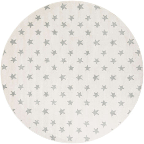 Daisy White 7' 10 x 7' 10 Whimsy Kids Round Area Rug for Baby Nursery, Toddler Playroom, Bedrooms