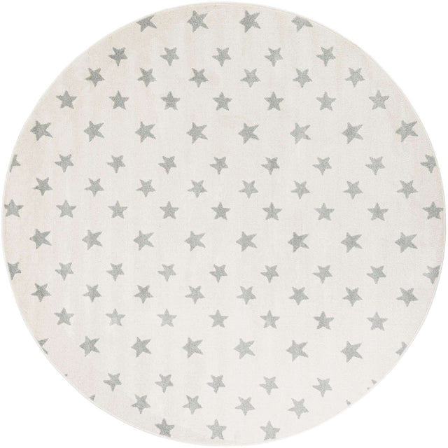 Daisy White 7' 10 x 7' 10 Whimsy Kids Round Area Rug for Baby Nursery, Toddler Playroom, Bedrooms