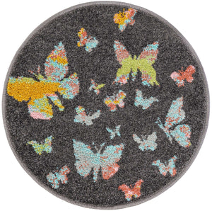 Charcoal Gray 2' 2 x 2' 2 Whimsy Kids Round Rug