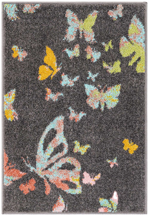 Charcoal Gray 2' 2 x 3' 1 Whimsy Kids Rectangle Area Rug for Baby Nursery, Toddler Playroom, Bedrooms
