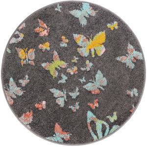 Charcoal Gray 3' 3 x 3' 3 Whimsy Kids Round Rug