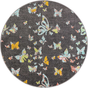 Charcoal Gray 5' 1 x 5' 1 Whimsy Kids Round Rug