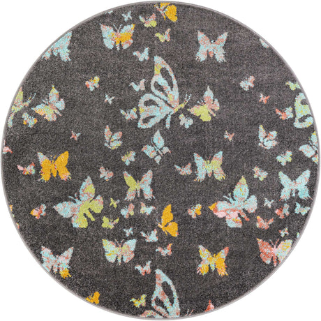 Charcoal Gray 5' 1 x 5' 1 Whimsy Kids Round Rug