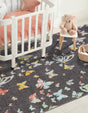 Charcoal Gray 7' 10 x 10' Whimsy Kids Rectangle Area Rug for Baby Nursery, Toddler Playroom, Bedrooms