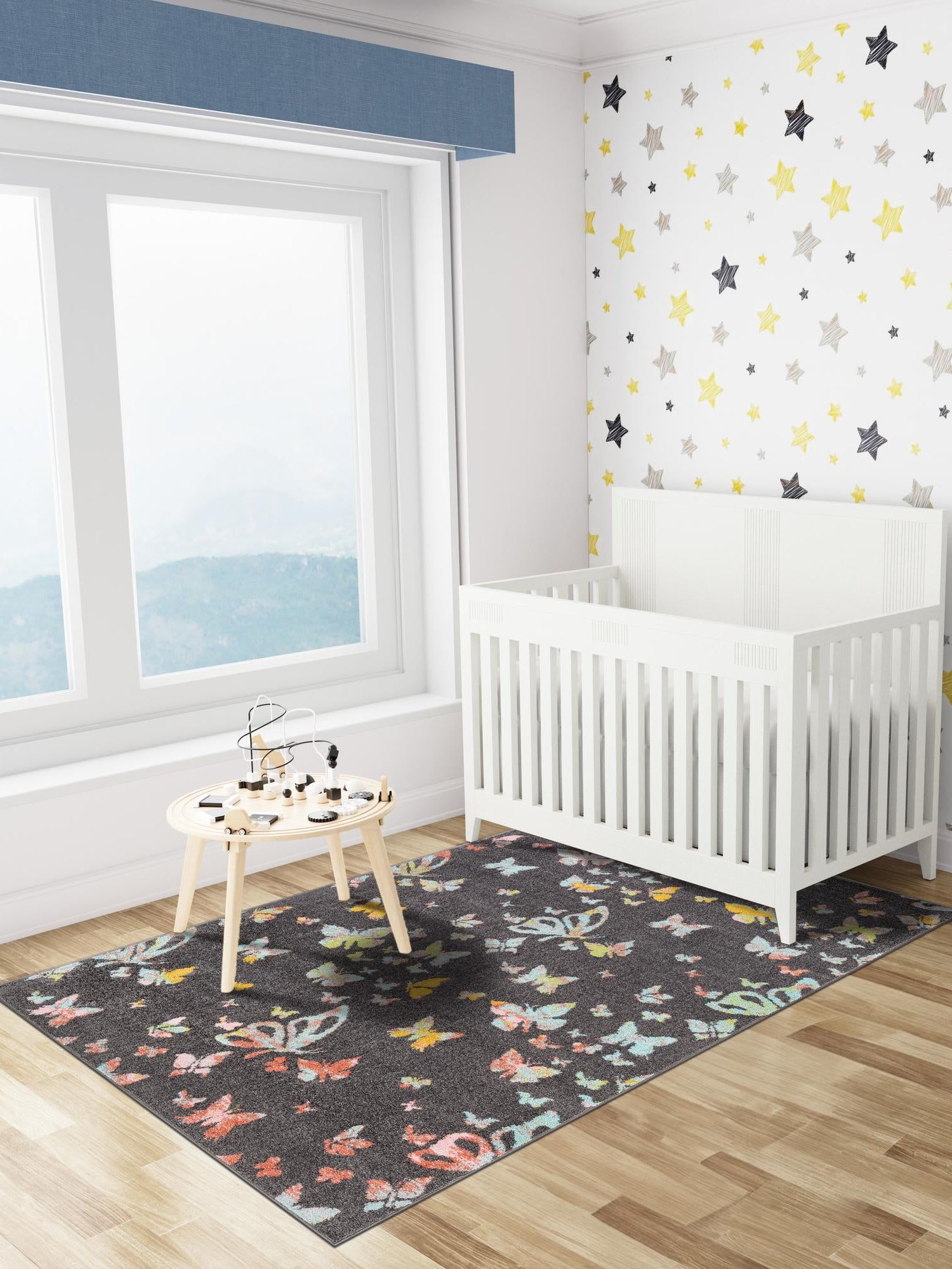 Charcoal Gray 5' 3 x 8' Whimsy Kids Rectangle Area Rug for Baby Nursery, Toddler Playroom,  Bedrooms Playful Fun Design Easy Clean Carpet for Sale at Rug Engine
