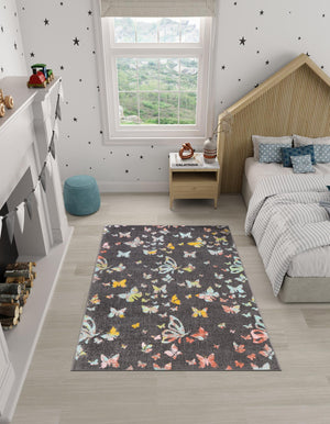 Charcoal Gray 7' 10 x 10' Whimsy Kids Rectangle Area Rug for Baby Nursery, Toddler Playroom, Bedrooms