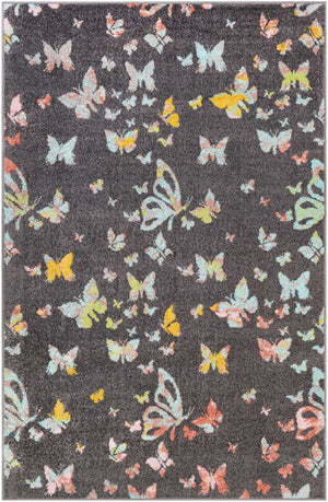 Charcoal Gray 5' 3 x 8' Whimsy Kids Rectangle Area Rug for Baby Nursery, Toddler Playroom, Bedrooms