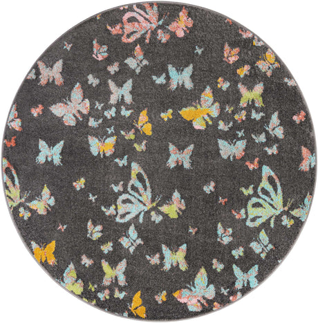 Charcoal Gray 6' 1 x 6' 1 Whimsy Kids Round Rug
