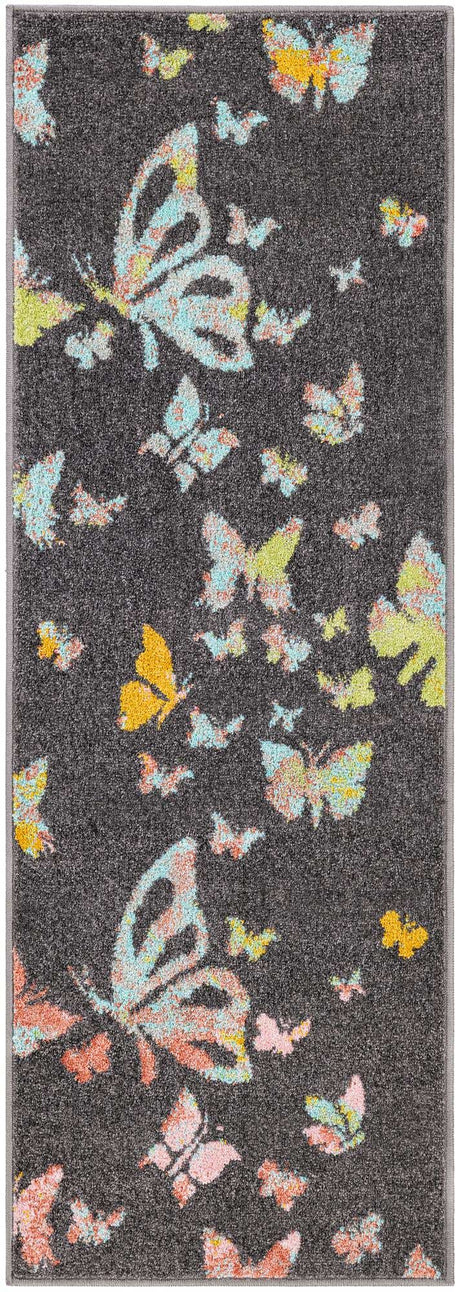 Charcoal Gray 2' 2 x 6' 1 Whimsy Kids Runner Rug