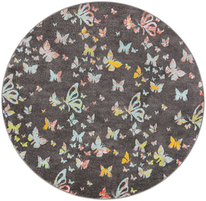 Charcoal Gray 8' x 8' Whimsy Kids Round Rug