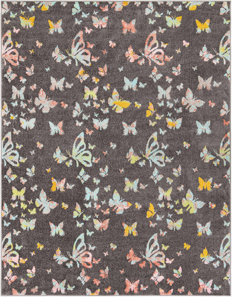 Charcoal Gray 8' x 10' Whimsy Kids Rectangle Rug