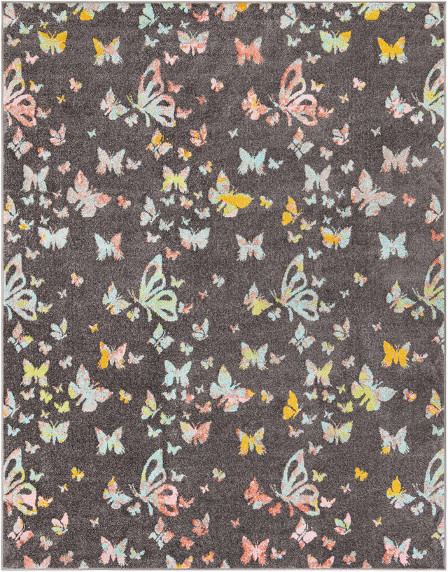 Charcoal Gray 7' 10 x 10' Whimsy Kids Rectangle Area Rug for Baby Nursery, Toddler Playroom, Bedrooms
