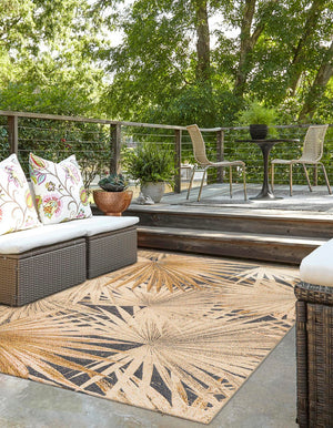 Multicolor 9' x 12' Outdoor Botanical Rectangle Area Rug Weather Resistant for Patio, Deck, Terrace, Balcony, Porch Polypropylene Garden Floral Tropical Carpet for Sale at Rug Engine