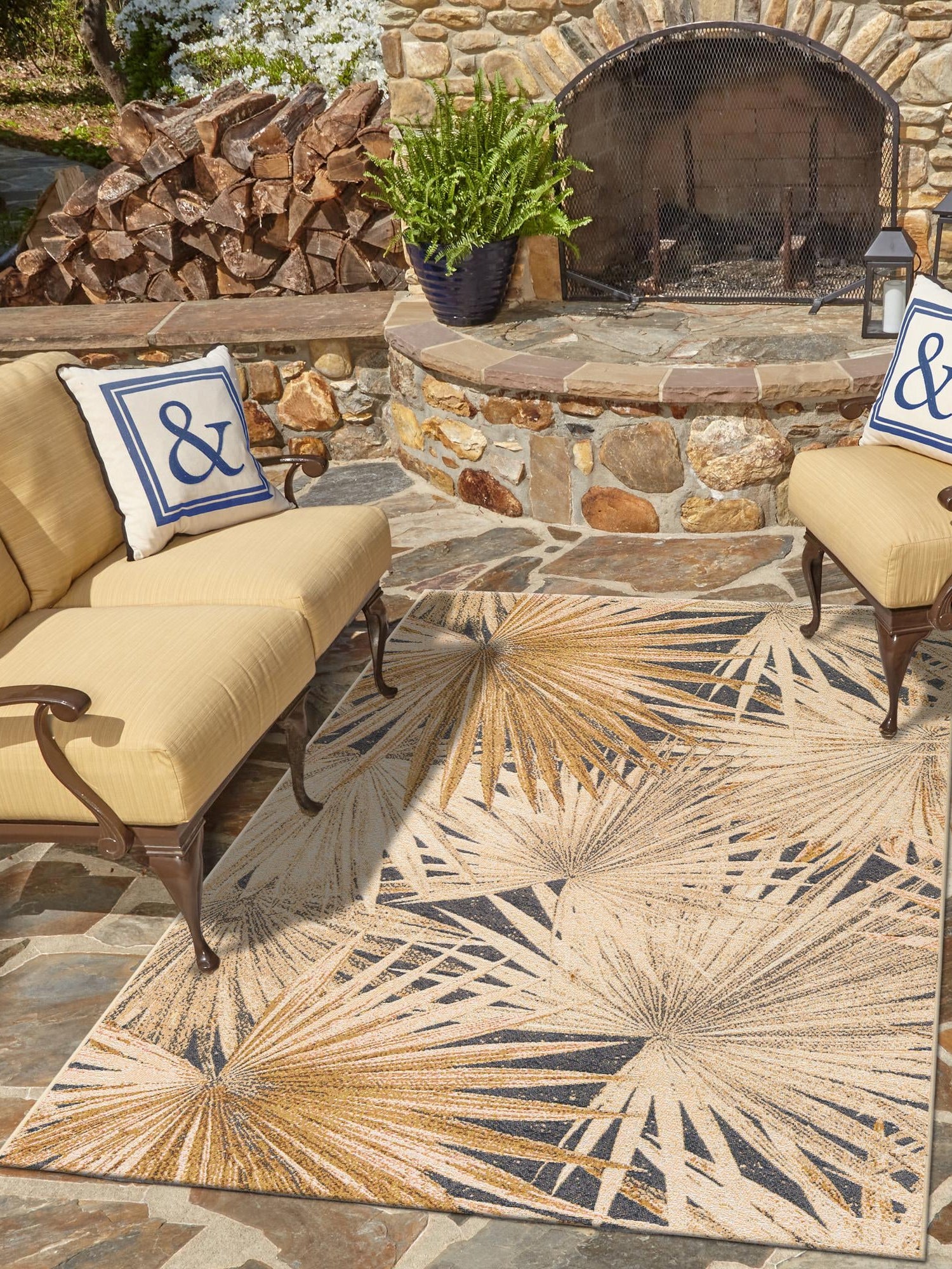 Multicolor 2' x 3' 1 Outdoor Botanical Rectangle Area Rug Weather Resistant for Patio, Deck, Terrace, Balcony, Porch Polypropylene Garden Floral Tropical Carpet for Sale at Rug Engine