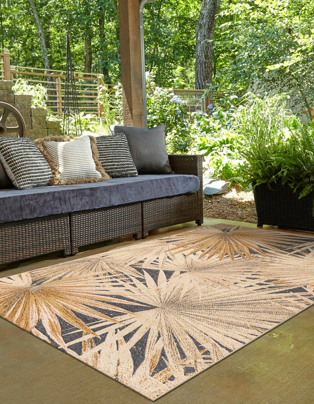 Multicolor 5' 1 x 7' 1 Outdoor Botanical Rectangle Area Rug Weather Resistant for Patio, Deck, Terrace, Balcony, Porch Polypropylene Garden Floral Tropical Carpet for Sale at Rug Engine