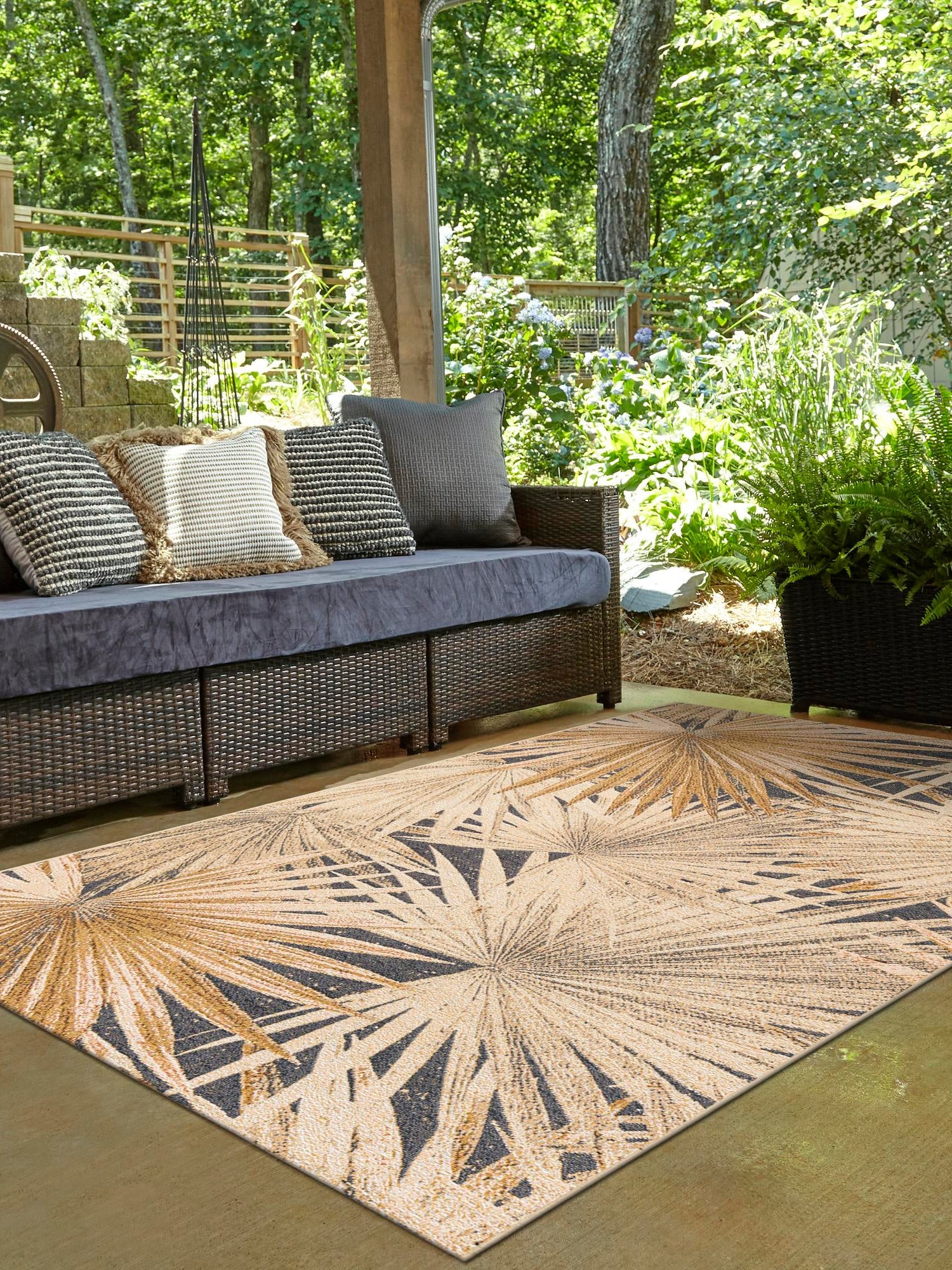 Multicolor 6' 1 x 9' Outdoor Botanical Rectangle Area Rug Weather Resistant for Patio, Deck, Terrace, Balcony, Porch Polypropylene Garden Floral Tropical Carpet for Sale at Rug Engine