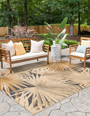 Multicolor 9' x 12' Outdoor Botanical Rectangle Area Rug Weather Resistant for Patio, Deck, Terrace, Balcony, Porch Polypropylene Garden Floral Tropical Carpet for Sale at Rug Engine